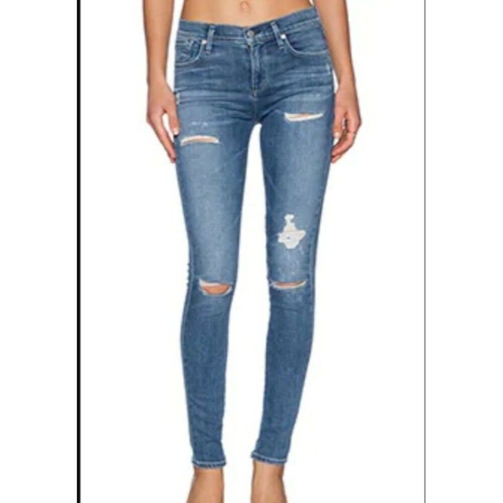 AGOLDE Sophie High Rise Skinny Jeans Sz 25 Cannes Distressed Denim A003C-2001 (a